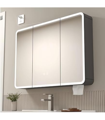 Amazon | LIXIL(リクシル) INAX ミラーキャビネット 3面鏡 コンセント